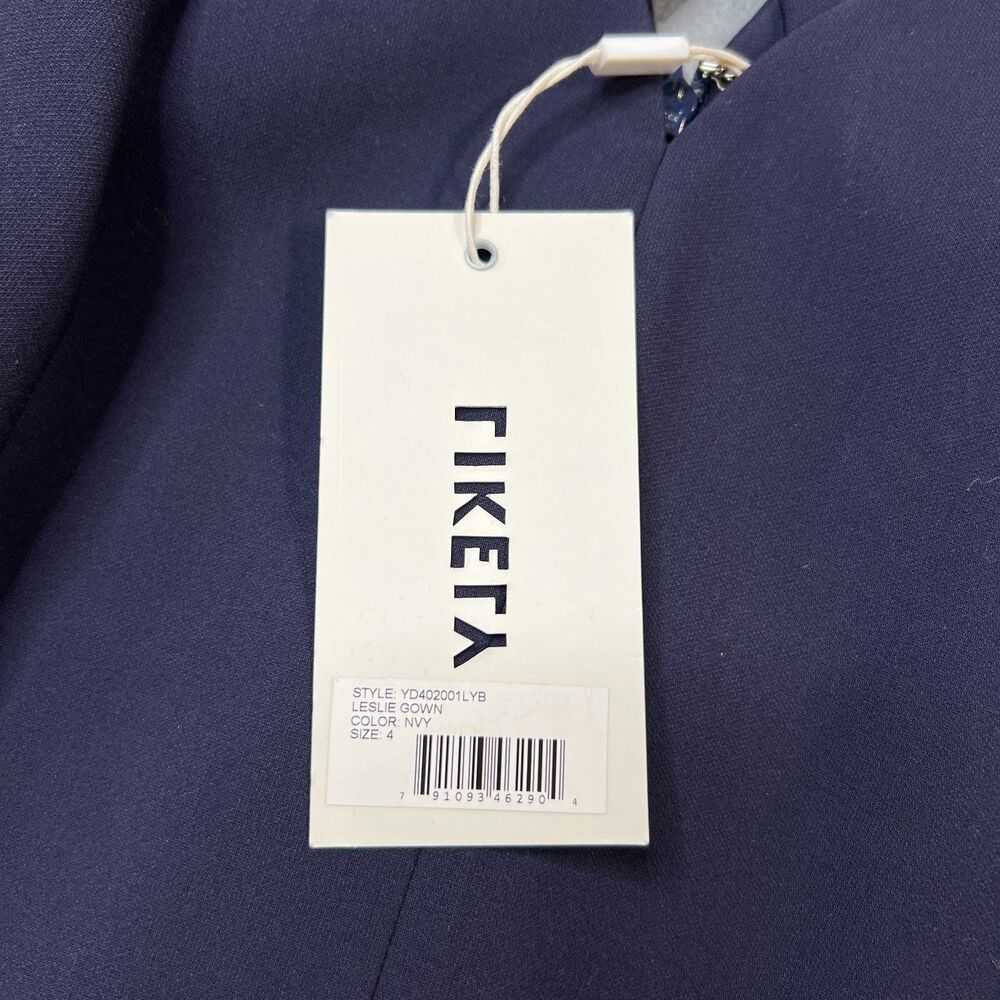 Likely Leslie Gown Women's Size 4 Navy Blue Sleeveless Strappy V-Neck Front Slit - Picture 4 of 10